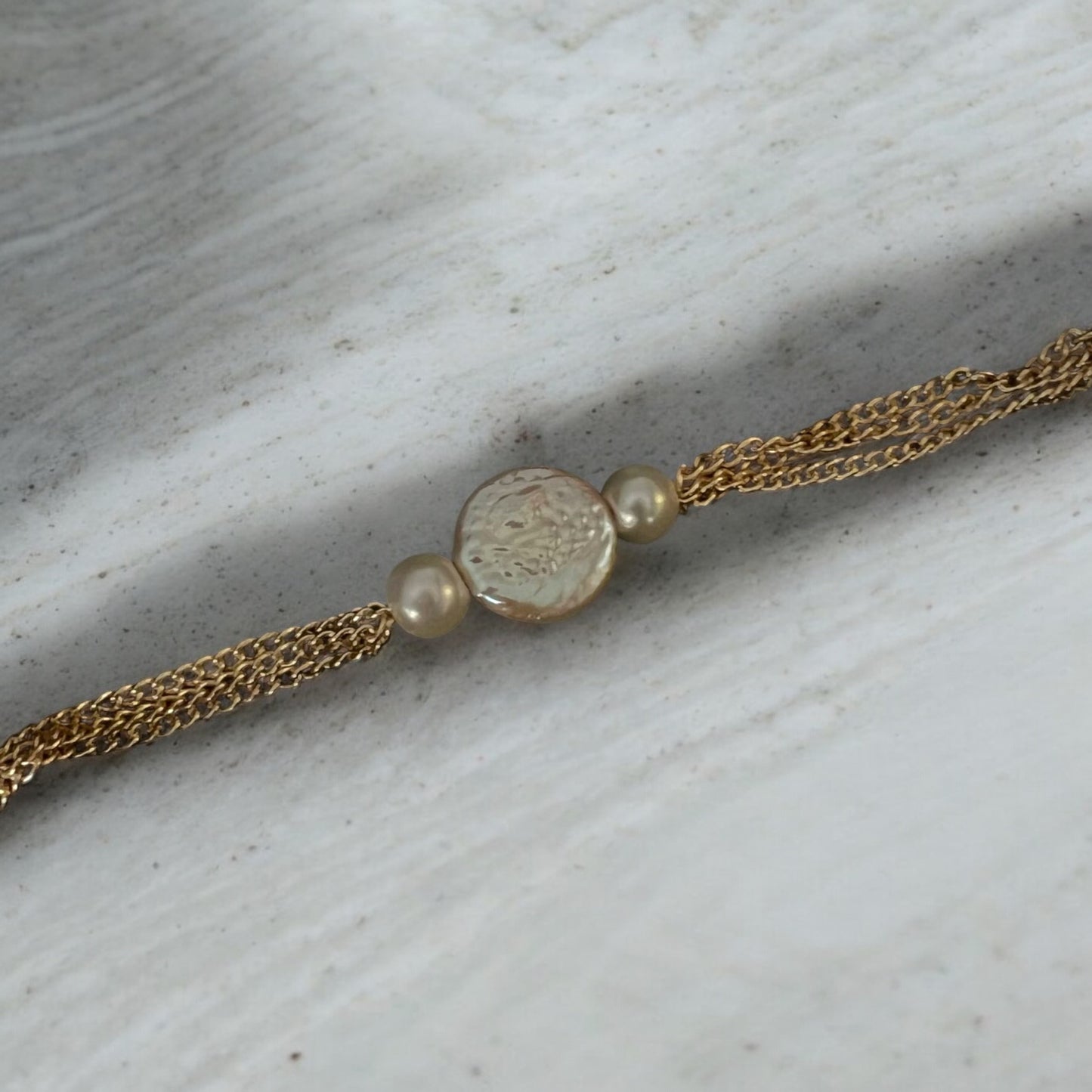 Coin Pearl Chain Bracelet